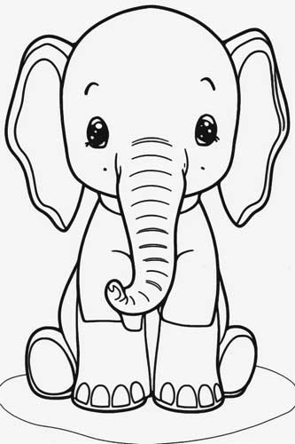 simple line art baby elephant