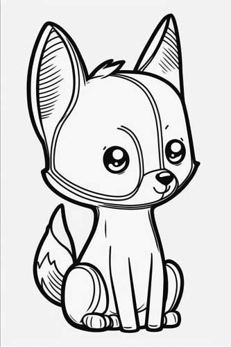 simple line art cute fox