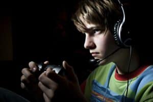 teen playing video games